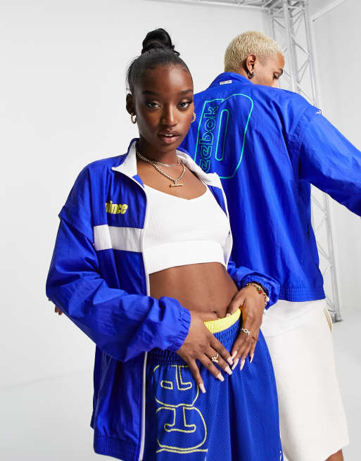 Reebok x Prince unisex retro track jacket in cobalt blue and white