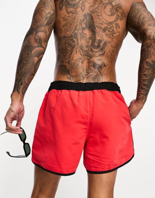 Reebok Yates swim short with contrast taping in red and black, 2 of 4