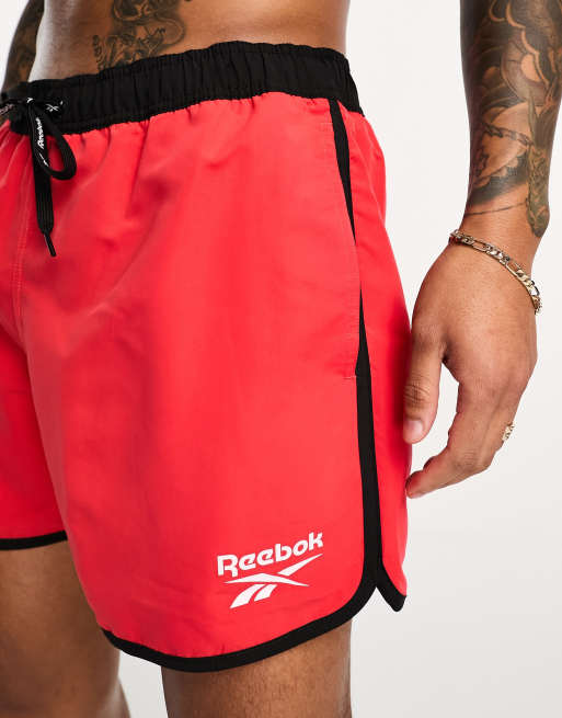 Reebok Yates swim shorts with contrast taping in red and black, 3 of 4