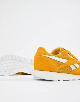 reebok yellow classic leather mu sneakers