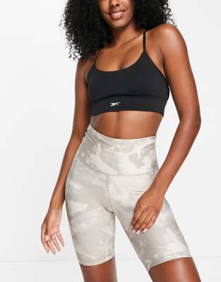 Reebok Reebok Yoga printed high waisted legging shorts in grey