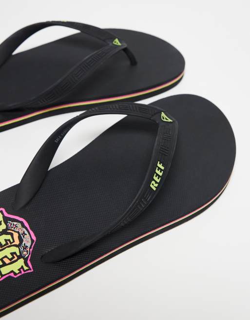Reef Seaside flip flops in black ASOS