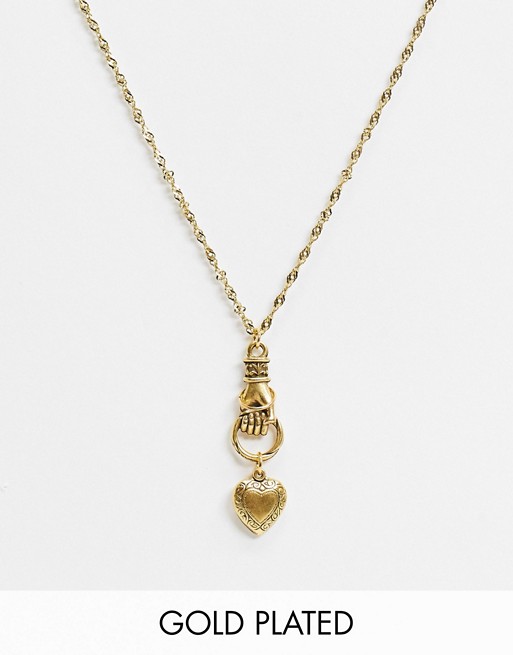 Regal Rose All of Me grasping heart necklace in gold plate