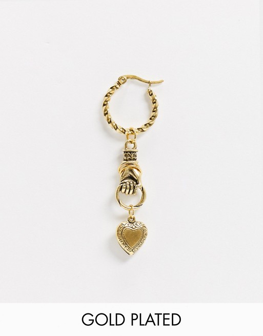 Regal Rose All of Me single heart earring in 18K gold plated