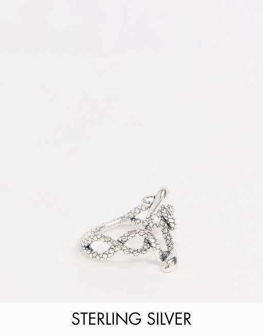 Regal Rose - Anello in argento sterling con serpente attorcigliato