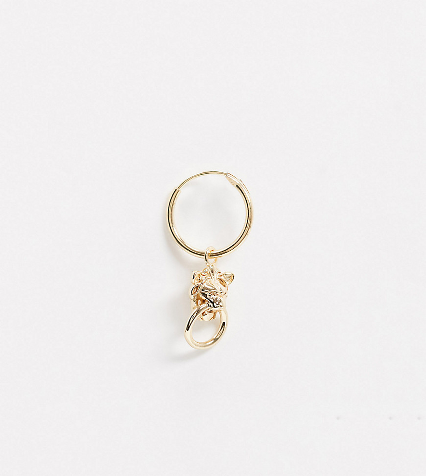 Regal Rose - Anwar - Enkele mini-oorring  met leeuwenkopje van  18K verguld echt zilver-Goud