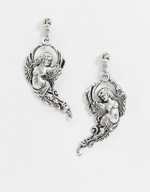 Regal Rose Archangel ornate angel earrings in silver plated