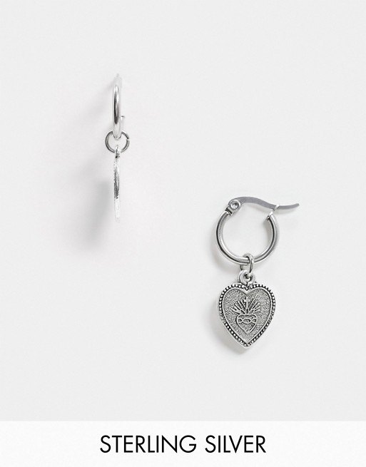 Regal Rose Ardour sacred heart coin hoop earrings in sterling silver plate