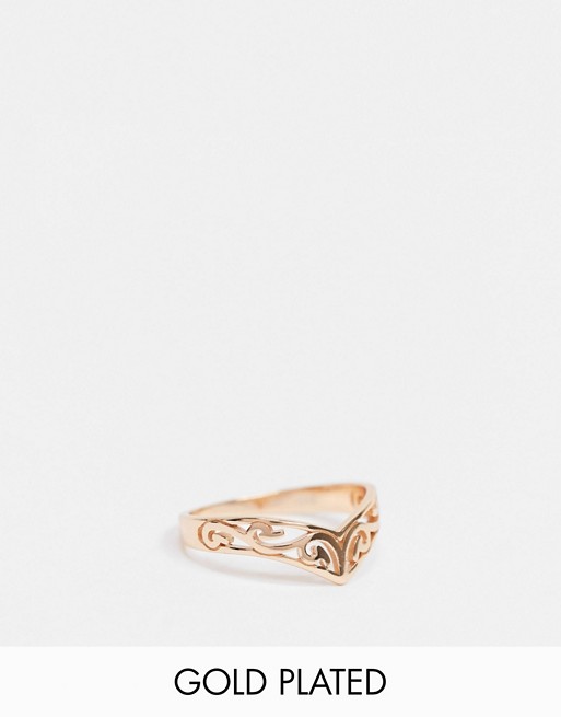 Regal Rose chevron ring in sterling silver gold plate
