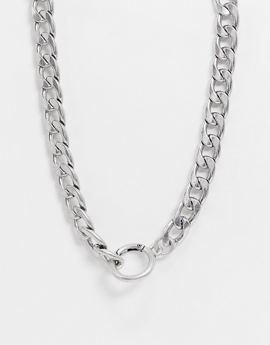 Regal Rose chunky chain necklace with circle fastening in silver plate