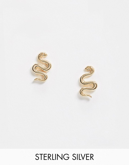 Regal Rose Exclusive 18K gold plated on sterling silver snake stud earrings