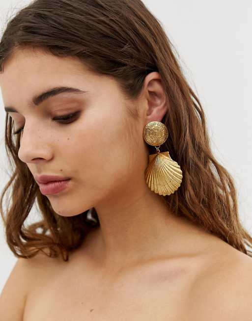 Rose gold deals shell earrings