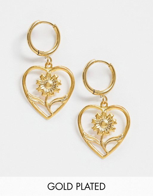 Regal Rose June earrings in 18K gold plate in floral heart shape