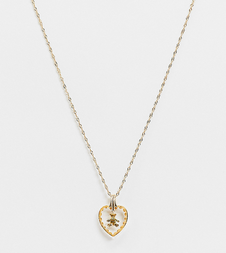 Regal Rose - Mabel - Guldpläterat halsband med nallebjörnshänge i sterlingsilver