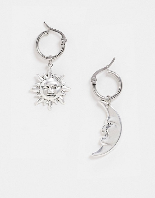 Regal Rose mismatch sun & moon earrings In silver plate