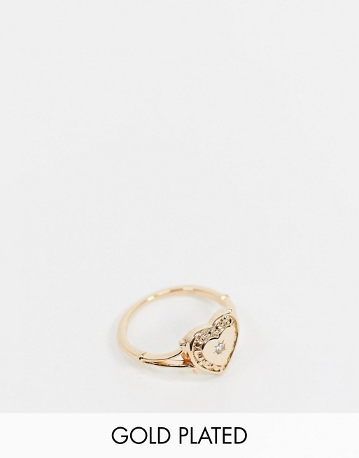 Regal Rose My Darling heart signet ring in gold plated
