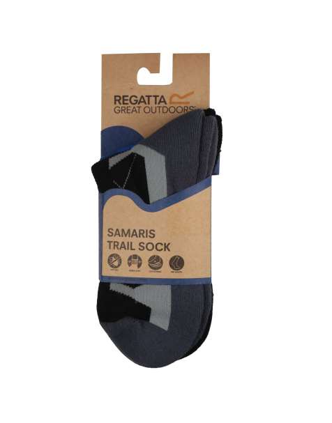 Regatta 2 pack outdoor active sock in black - view 1