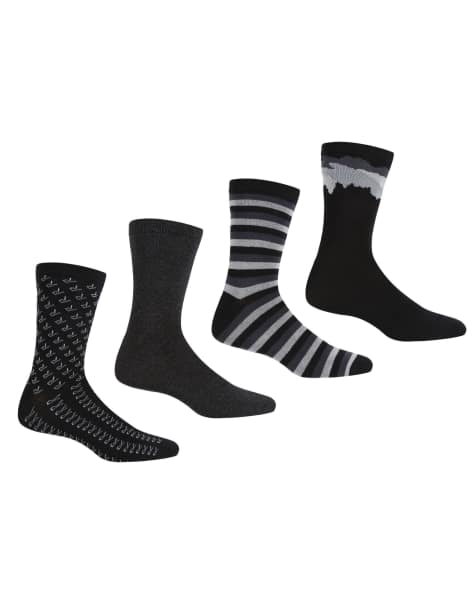 Regatta 4 pack lifestyle sock in black - view 1