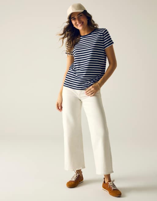 Regatta - Bayletta - T-shirt confortable à manches courtes et rayures - Bleu marine et blanc, 3 de 4