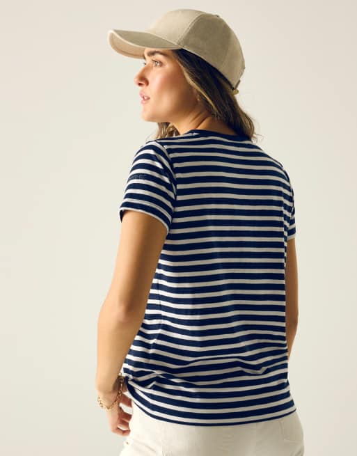 Regatta - Bayletta - T-shirt confortable à manches courtes et rayures - Bleu marine et blanc, 4 de 4