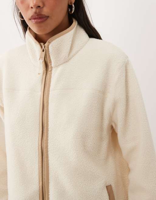 Regatta Cosy frankie borg full zip fleece in light vanilla barleycorn, 3 of 4