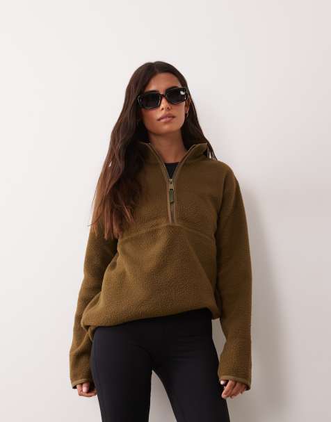 Regatta Cosy frankie borg half zip fleece in bark green - view 1