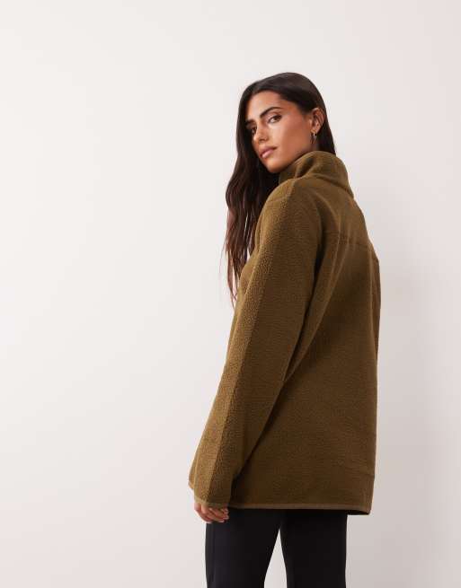 Regatta Cosy frankie borg half zip fleece in bark green, 4 of 4