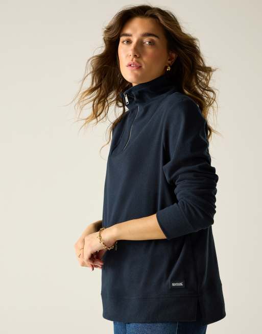 Regatta - Demmi - Ruimvallende fleece met korte rits in marineblauw, 3 van 4