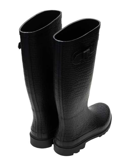Regatta Fairweather III wasserdichte Gummistiefel in Schwarz mit Reptiloptik, 2 von 7