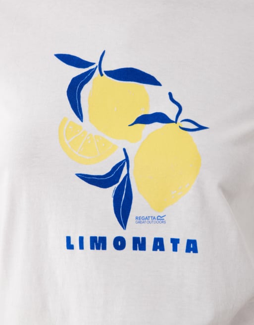 Regatta Filandra ix graphic t-shirt in white limonata lemon, 3 of 4