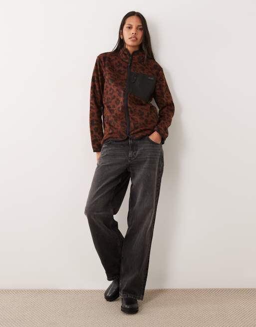 Regatta - forro polar Frankie con cremallera completa en leopardo oscuro texturizado, 3 de 4