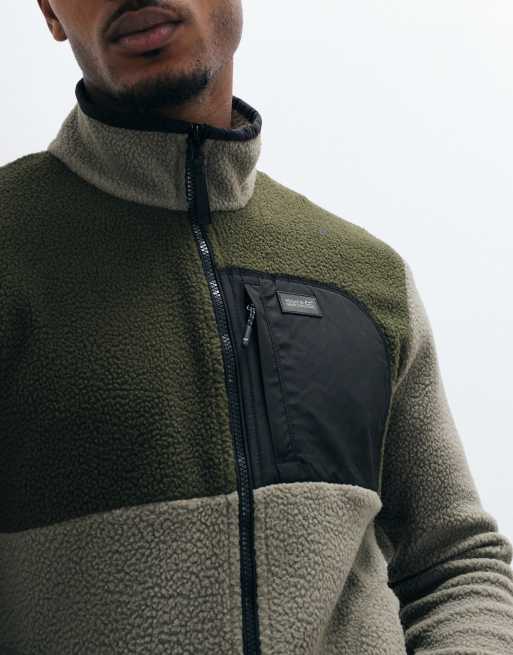 Regatta Frankie borg colour block cosy fleece in smokey olive dark khaki, 4 of 5