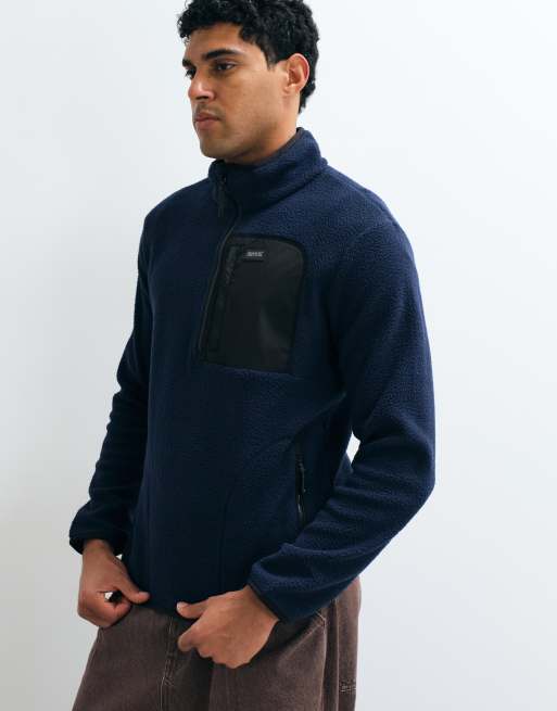 Regatta Frankie Borg-Fleece mit halbem Reißverschluss in Marineblau und Schwarz, 2 von 5