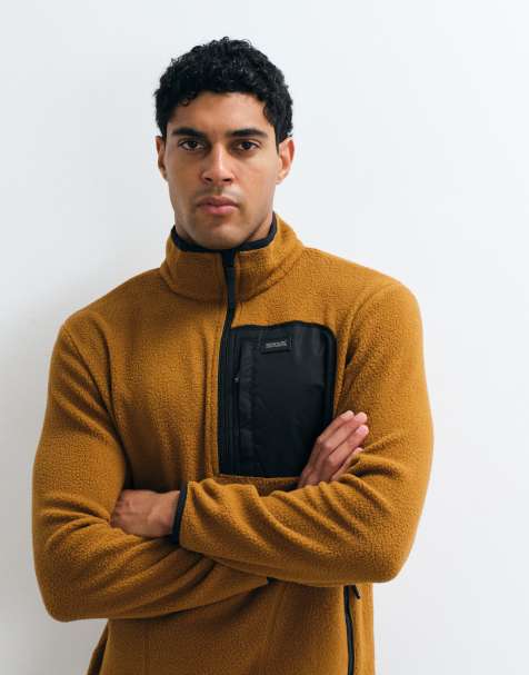 Regatta Frankie borg half zip lightweight fleece in rich tan black - view 1