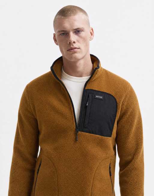 Regatta Frankie borg half zip lightweight fleece in rich tan black, 10 of 10