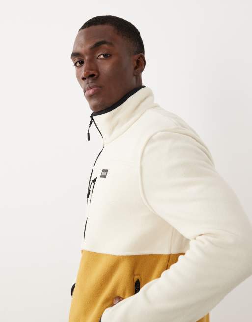 Regatta Frankie colour block full zip fleece in white stone wood brown, 4 of 5