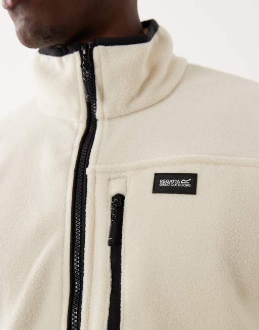 Regatta Frankie colour block full zip fleece in white stone wood brown, 5 of 5