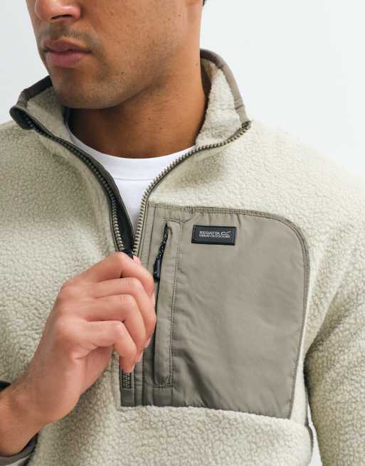 Regatta Frankie pile borg con mezza zip leggero in abbeystone smokey olive, 5 di 5
