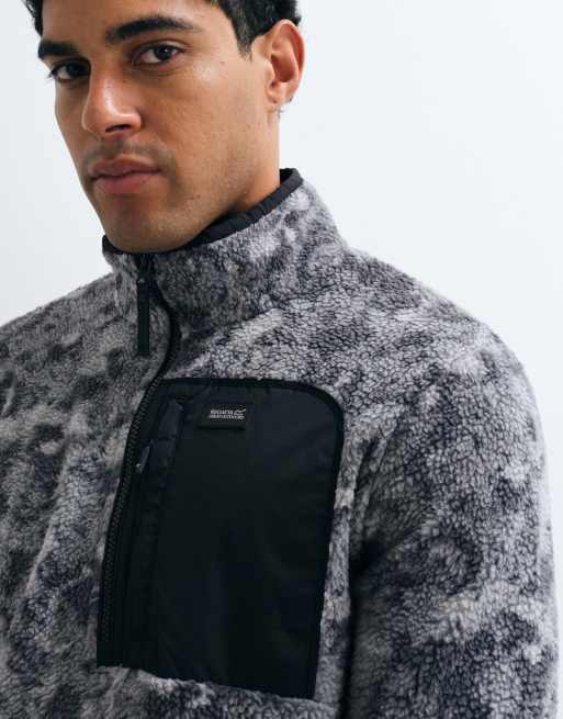 Regatta Frankie pile borg con mezza zip leggero in mimetico grigio nebbia, 2 di 10