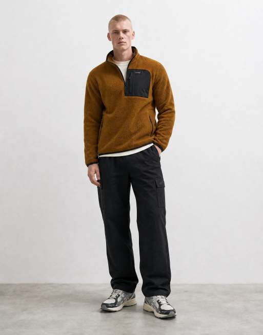 Regatta Frankie pile borg mezza zip leggero in marrone intenso e nero, 7 di 10