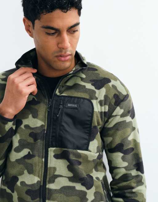 Regatta Frankie pile con zip intera con stampa camouflage olive night, 2 di 5