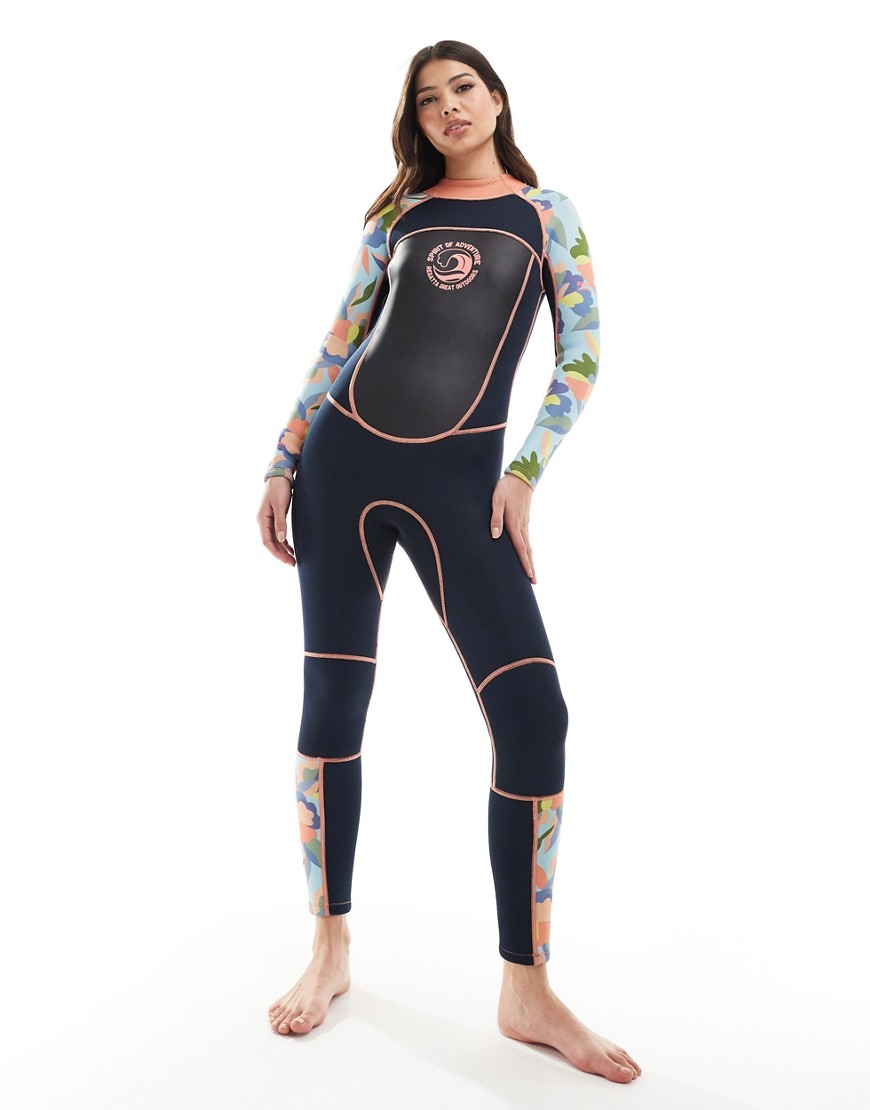 Regatta full wetsuit in navy abstract floral print