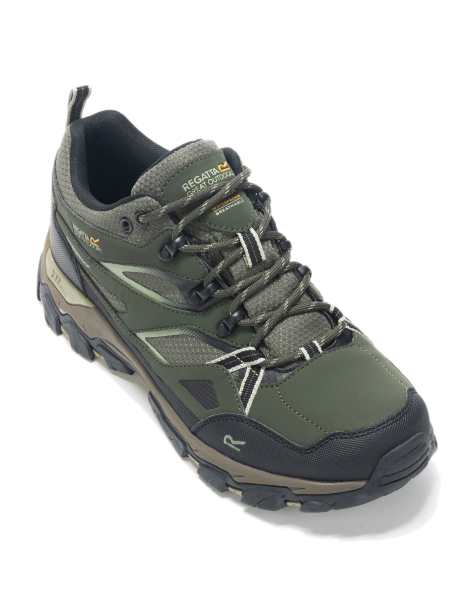 Regatta Holcombe iii low waterproof walking shoes in dark khaki light sage - view 1