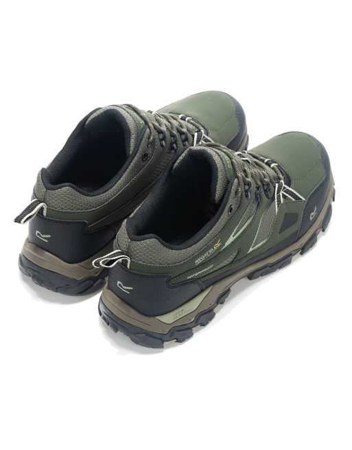 Regatta Holcombe iii low waterproof walking shoes in dark khaki light sage, 2 of 2
