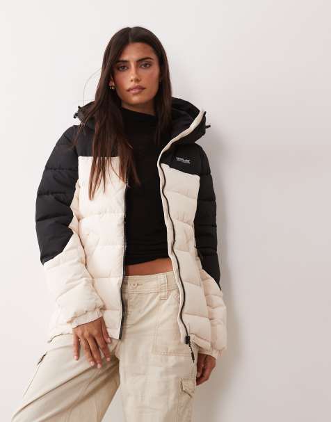 Regatta Hooded aldthorn padded jacket in light vanilla black - view 1