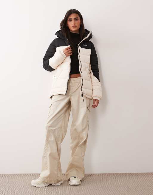 Regatta Hooded aldthorn padded jacket in light vanilla black, 2 of 4