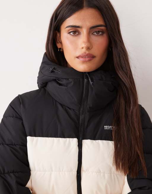 Regatta Hooded aldthorn padded jacket in light vanilla black, 3 of 4