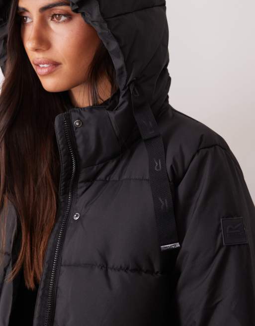 Regatta Hooded eryn quilted jacket in black, 3 of 4