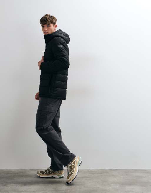 Regatta Hooded frankie padded quilted jacket in black iron, 4 of 5