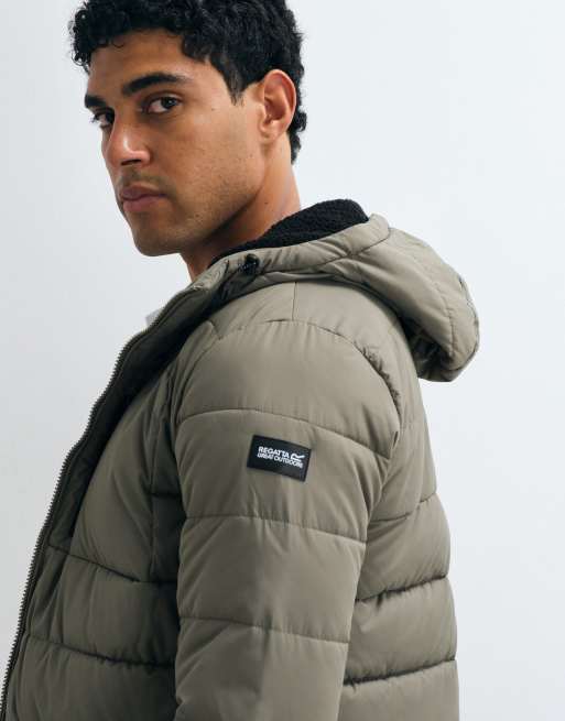 Regatta Hooded frankie padded quilted jacket in smokey olive black, 5 of 5